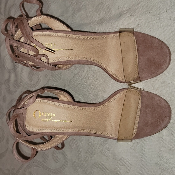 Olivia Ferragamo high heels blush pink ankle tie pumps clear top sz 7.5 - Picture 6 of 7